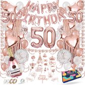 Fissaly 50 Jaar Rose Goud Verjaardag Decoratie Versiering - Helium, Latex & Papieren Confetti Ballonnen
