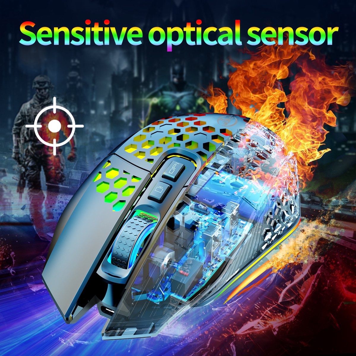 HXSJ T500 Draadloze Gaming Muis - Ultra licht - Licht zwart thumbnail 2
