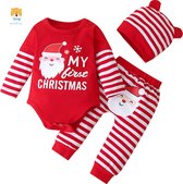 Kiddos Kerstpakje - My First Christmas - Kerst Outfit Baby en Peuter - 3-delig - Jongen en Meisje - 92