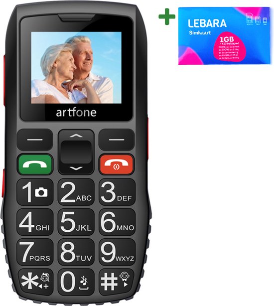 Artfone - C1 - 2G Telefoon - Inclusief Simkaart - Senioren Mobiele Telefoon - SOS functie - Grote knoppen - Valbescherming- Mobiele Senioren GSM