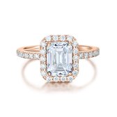 Esmeralda – Smaragd Geslepen Moissanite Ring in Halo Zetting - 3.5 karaat