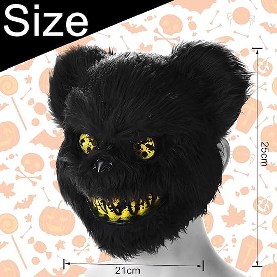 Masque Halloween Ours En Peluche Sanglant - Effrayant Et Réaliste, Taille Adulte/enfant 23x20 Cm, élastique Réglable, Pour Fêtes Et Cosplay