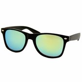 Fako Sunglasses® - Heren Zonnebril - Dames Zonnebril - UV400 - Zwart - Spiegel Groen/Geel