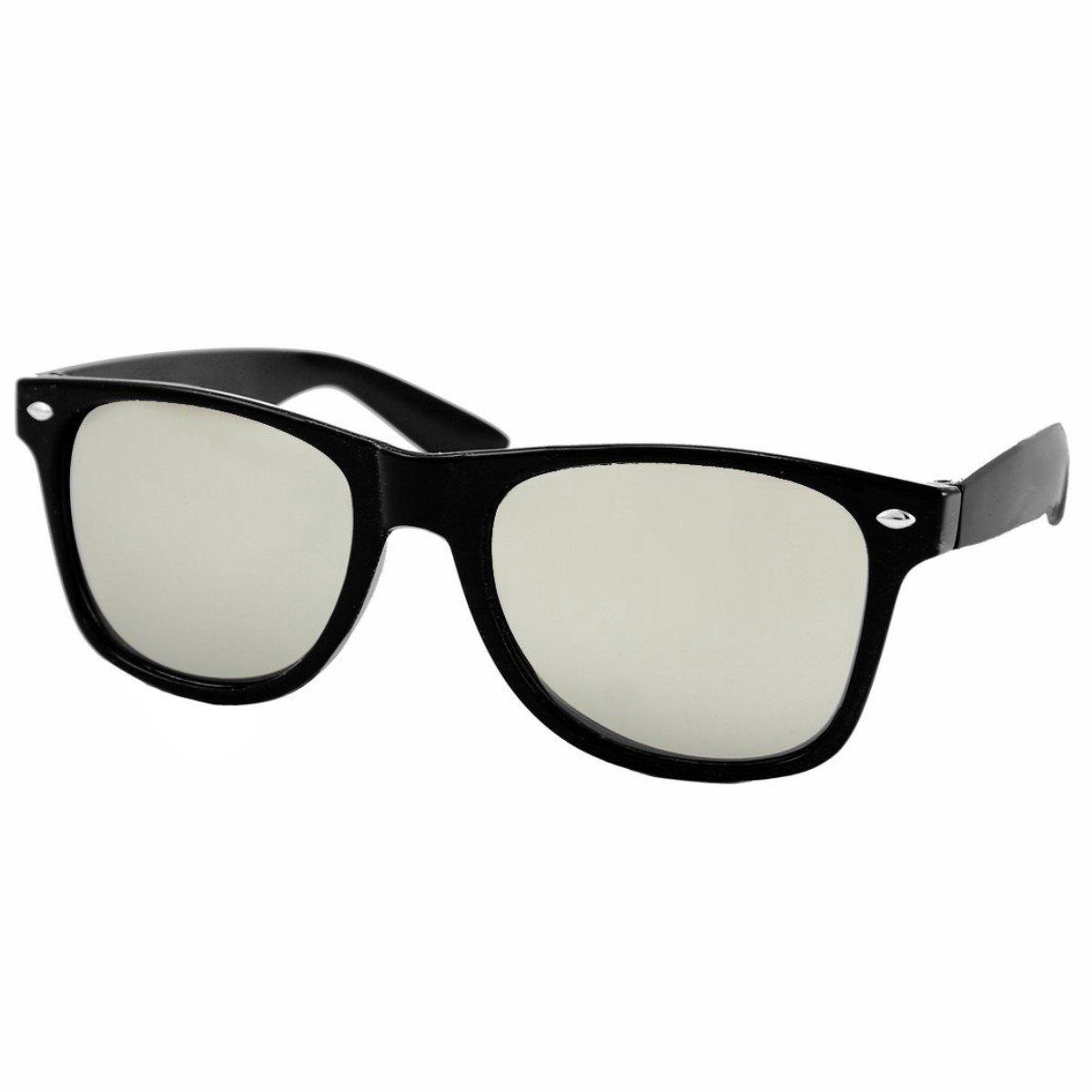 Fako Sunglasses® - Zwarte Zonnebril Met Zilverkleurige Spiegelglazen - Heren Zonnebril - Dames Zonnebril - UV400 - Zwart - Spiegel Zilver