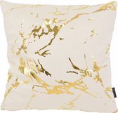 Metallic Marble Cream / Gold Kussenhoes | Velvet / Polyester | 45 x 45 cm