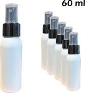5x Pack Spray Flesje Wit met Verstuiver - 60ml - Lege Spray Flejes - Reisflesjes - Sprayflacons Hervulbaar - Spuitfles