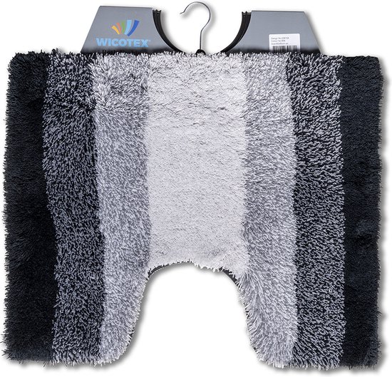 Wicotex - Toiletmat regenboog Zwart - Antislip onderkant - WC mat met uitsparing - Afmeting 50x60cm