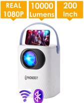 Bol.com Phonergy Fibropix - Beamer- Mini beamer- Projector - 2024 - Full HD (4K ondersteuning) - 10000 Lumen - HDMI- Wifi - Blue... aanbieding