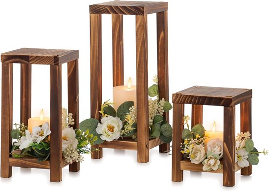 2 Pièces Bougeoir En Bois, Plateau Rond Pour Bougies Support De Bougie En Bois Bougeoir Decoratif Pour Centre De Table