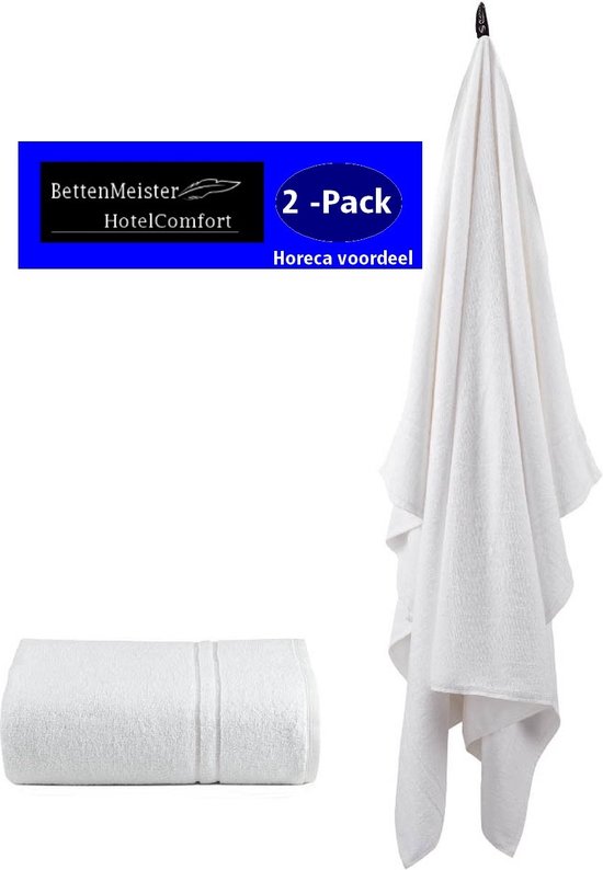 2 Pack Massage-/ Strandlaken (2 stuks) 90x200cm 2CAM wit, grijs 450g.m2