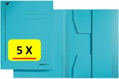 5 x Dossiermap - A4 - Leitz - Manilla karton - blauw