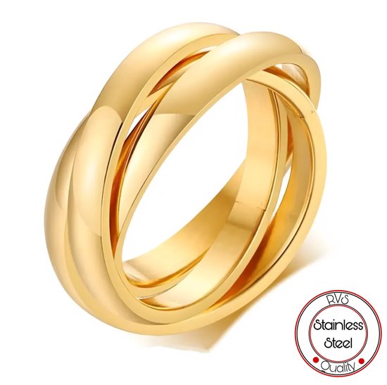 Borasi 3-in-1 Ring | 17 mm | Goud | Cadeau Voor Haar | Cadeau Voor Vriendin | Cadeau Voor Vrouwen | Cadeau Voor Dames |Moederdag Cadeau | Cadeau voor Moeder | Moederdag Cadeautje