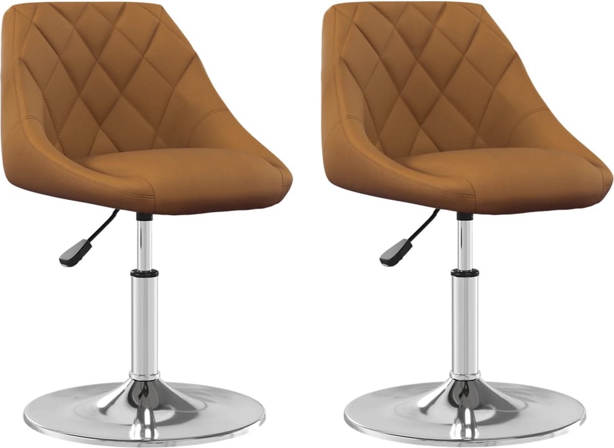 vidaXL - Eetkamerstoelen - draaibaar - 2 - st - fluweel - bruin