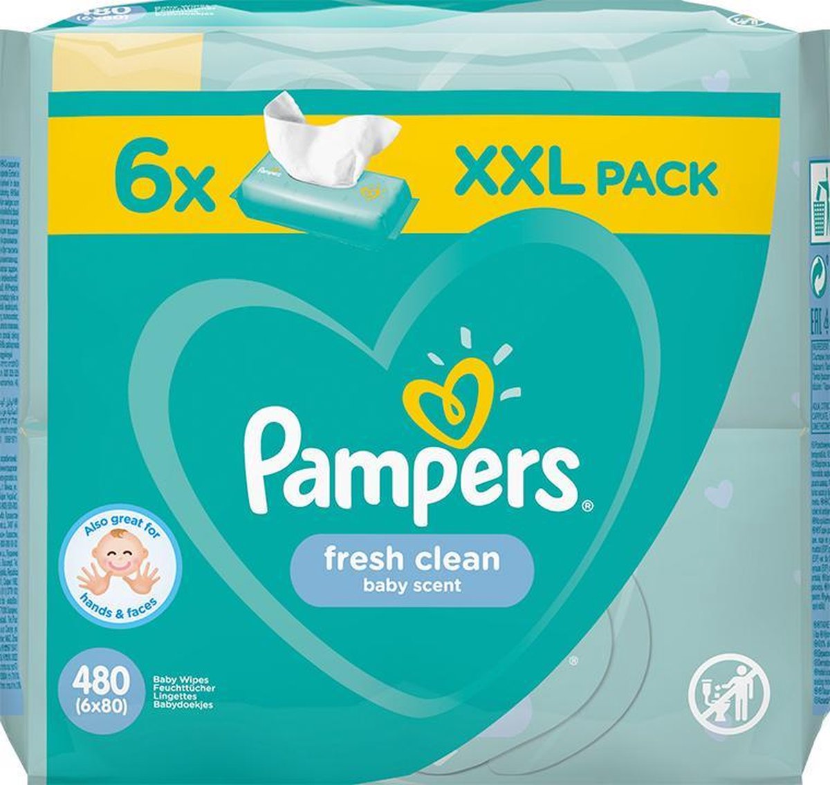 Pampers Fresh Clean billendoekjes XXL - 6 x 80 Stuks (480 stuks) | bol.com