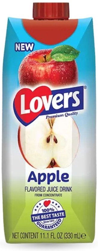 Foto: Lovers juice appelsap pakjes 33cl tray 12 stuks