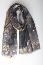 Adele scarf- Accessories Junkie AmAdele scarf- Accessories Junkie Amsterdam- Dames- Katoenen sjaal- Grafische print- Glitter- Cosy chic- Zwart grijs- Goud glitter