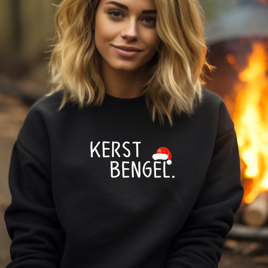 Foute kersttrui- Kerst bengel- zwarte dames sweater- Maat L