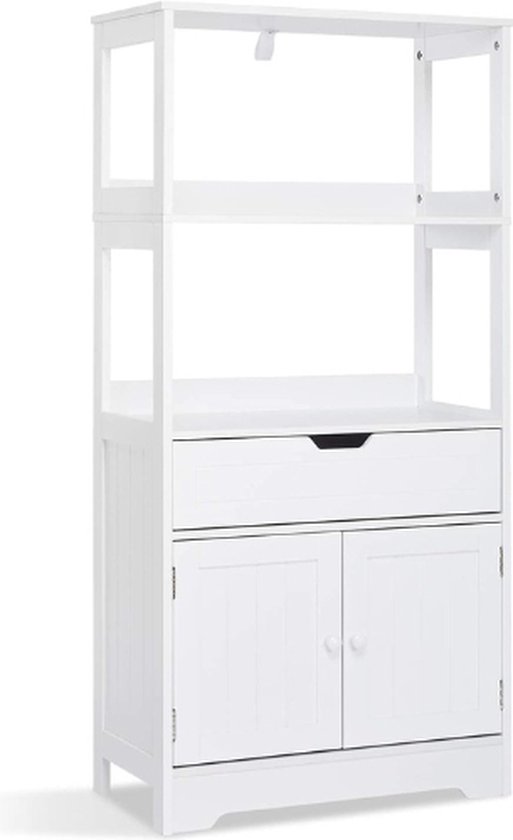 Badkamerkast Hoog - Opbergkast - 60x30x120cm - Dressoir - Badkamermeubel - Hoge Kast voor Woonkamer/Badkamer - Wit