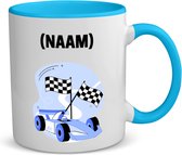 Akyol - formule 1 mok met eigen naam koffiemok - theemok - blauw - Auto rijden - auto liefhebbers - autosport - 350 ML inhoud
