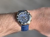 22mm Premium leather alligator look watch strap Blue / alligator leer look/ lederen horloge band blauw met quick release trekkers