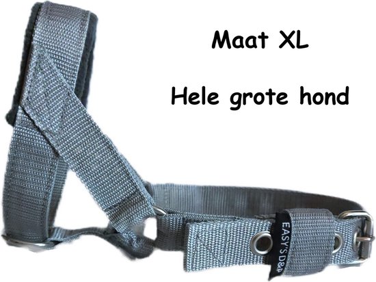 Gentle leader - Licht grijs - Maat XL - Gevoerd - Antitrek hoofdhalster hond - Halster hond - Anti trek hond