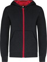 Sweatshirt Kind 8/10 Y (8/10 ans) Kariban Lange mouw Black / Red 80% Katoen, 20% Polyester