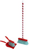 Klein Toys Pure Fresh bezemset met zuurstokmotief - bezem, handveger en blik - 61 cm lange steel - blauw wit rood