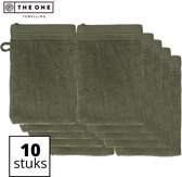 The One Towelling Ultra Deluxe washandjes - Washanden - Voordeelverpakking - 100% katoen - Olijfgroen - 10 Stuks