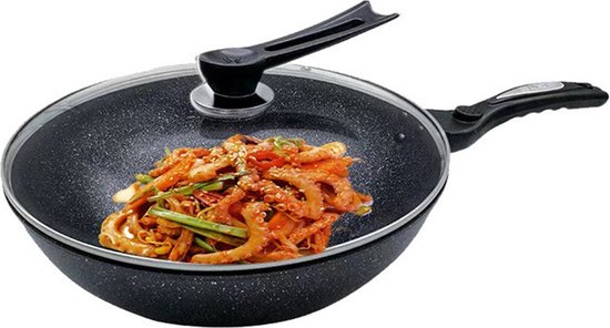 KitchenPrince Wokpan 32cm - wokken - antiaanbaklag - PFAS-Vrij - wokpan inductie - kookpan - bakpan - braadpan - wokpan 32cm