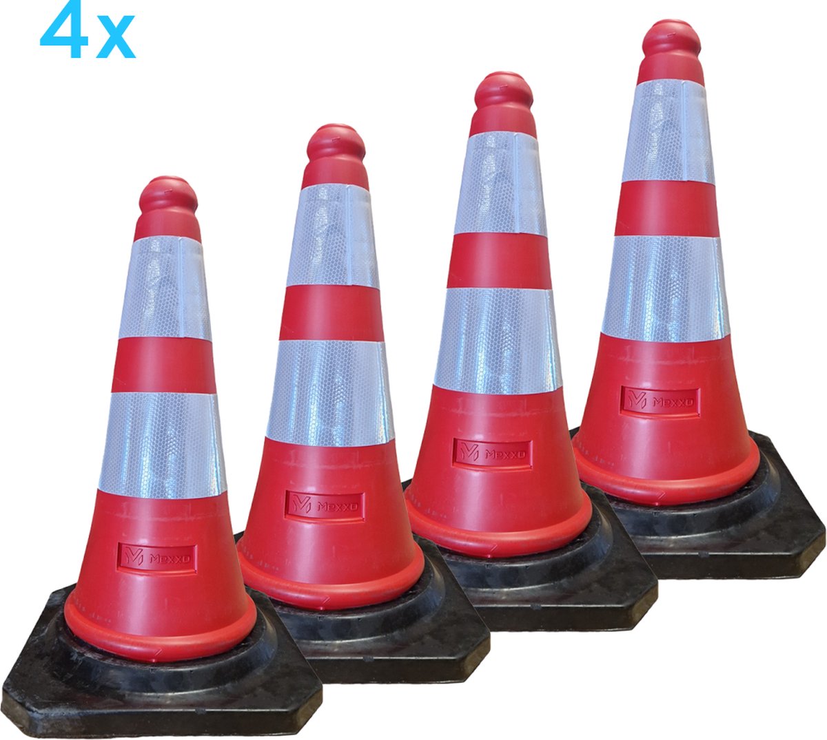 Pion - pionnen 50cm met rubber voet - verkeerskegel - 4 stuks