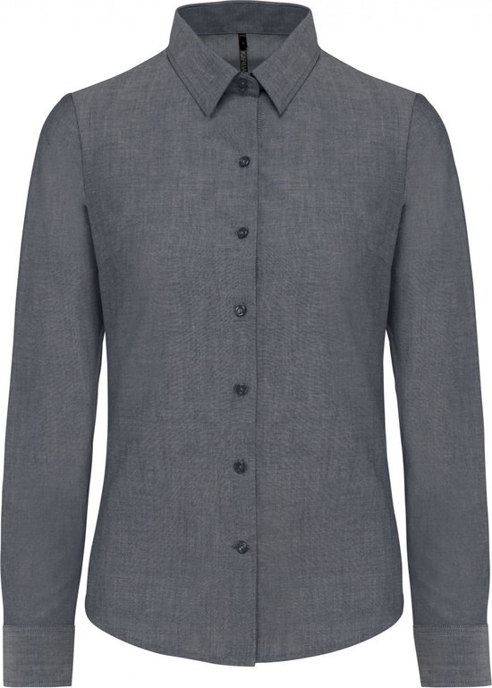 Chemisier Femme XXL Kariban Manches longues Oxford Shadow Navy 70% Katoen, 30% Polyester