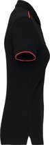 Polo Dames XS WK. Designed To Work Kraag met knopen Korte mouw Black / Red 65% Polyester, 35% Katoen