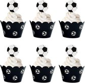 12 Voetbal cupcake wrappers en 12 cupcake toppers - voetbal - sport - cupcake - verjaardag - feest