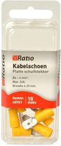 Ratio® Kabelschoen Platte schuifstekker 4-6mm² - Vlakstekker - Geel - 10st in blister