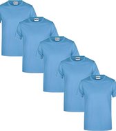 James & Nicholson 5 Pack Hemels Blauwe T-Shirts Heren, 100% Katoen Ronde Hals, Ondershirts Maat XXL