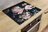 Inductiebeschermer - Dark Flowers - 60x52 cm - Inductiebeschermer - Inductie Afdekplaat Kookplaat - Inductie Mat - Anti-Slip - Keuken Decoratie - Keuken Accessoires