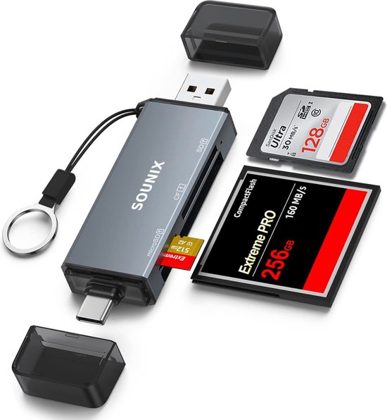 Sounix USB C Card Reader - 5 en 1 CF/ MS/TF/M2/(micro) SD Card Reader -  Lecteur de