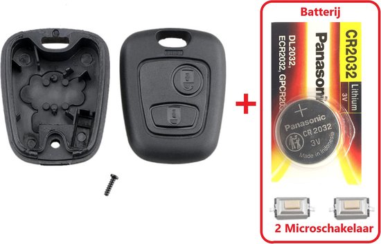 Étui pour clé de voiture 2 boutons avec pile et micro
