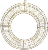 Couronne en métal / anneau de décoration lumineux avec lumière blanche chaude 38 cm - avec minuterie - Éclairage de Noël/ personnages lumineux