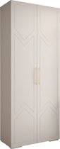 Opbergkast Kledingkast met 2 draaideuren Garderobekast slaapkamerkast Kledingstang met planken | Gouden Handgrepen, elegante kledingkast, glamoureuze stijl (LxHxP): 100x237x47 cm - GEMINI 8 (Wit, 100 cm)