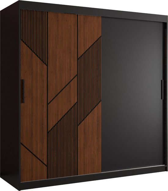 Fabryka Mebli Idźczak - Armoire avec Miroir Multi 35, Armoire 2 Portes Coulissantes 183 x 218 x 61 cm, Armoire à Portes Moderne, Armoire de Chambre, Armoire Salon, Armoires - Sonoma/Blanc