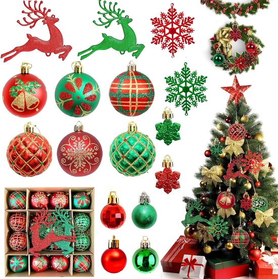 24x rode luxe kunststof kerstballen 8 cm kerstversiering | .nl