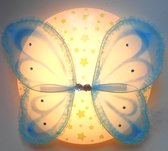 Funnylight plafonniere met prachtige blauwe organza vlinder en glow in the dark sterren