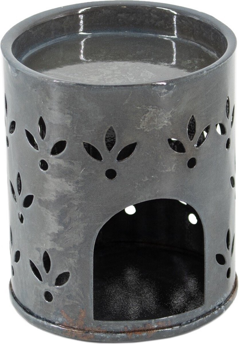HomeBound by KY | Geurbrander round flower blue | geurbrander | amberblokjes | 8,5x8,5x9,5cm | stijlvol | oliebrander