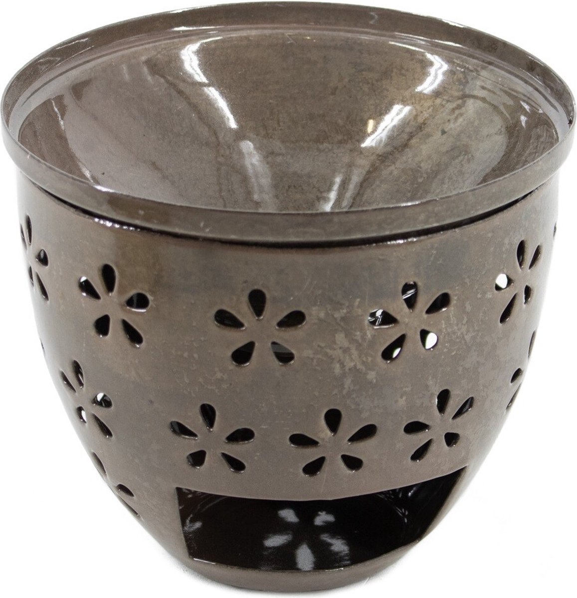 HomeBound by KY | Geurbrander Flower M brown marble | geurbrander | amberblokje | 9,5x7x8,5cm | stijlvol | geurblokje