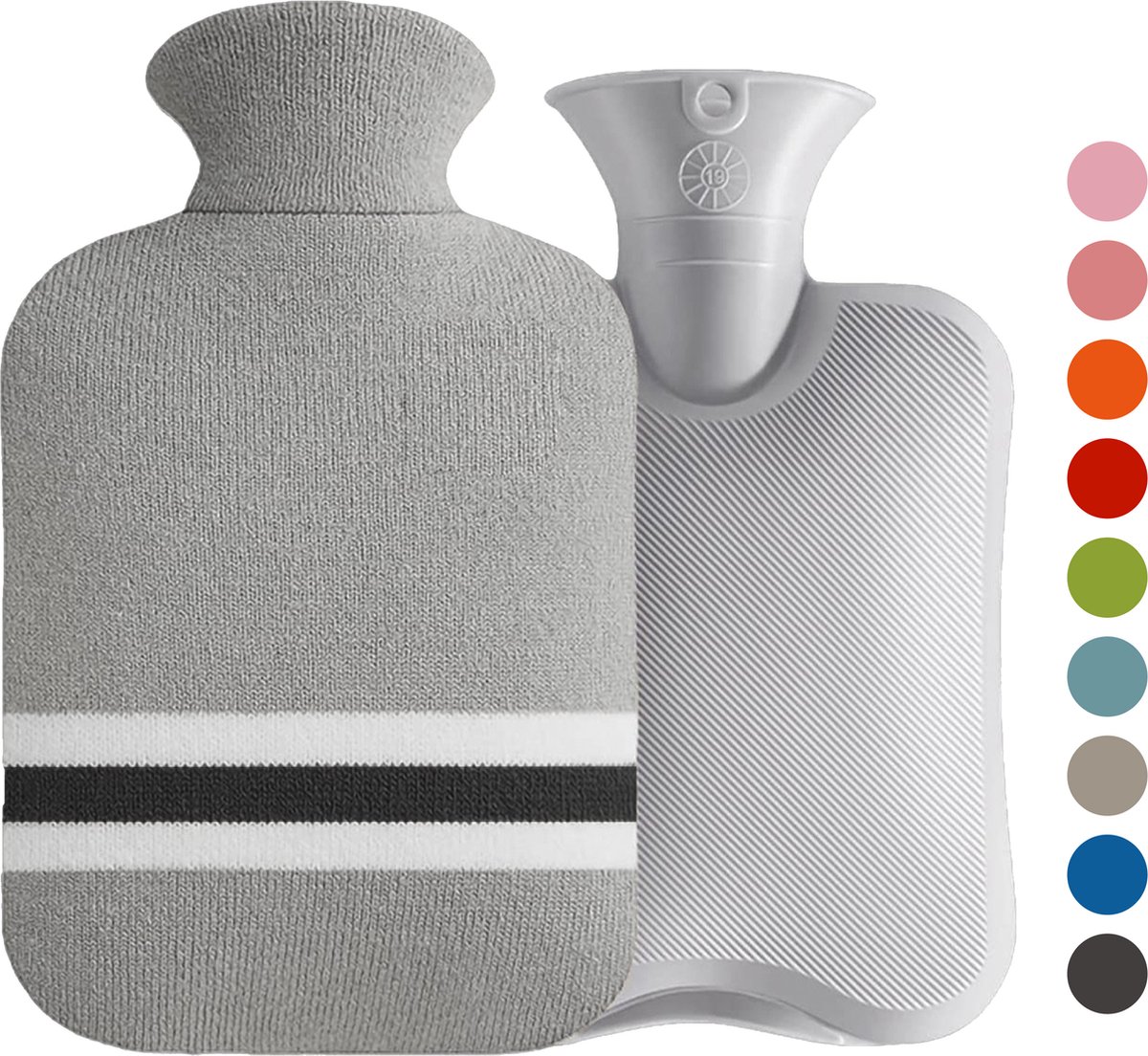 Goedkoopste Colorful Sun® Kruik met Hoes 2L – Warmwaterkruik met Zachte Gebreide Hoes – Warm & Koud Gebruik – Nek-, Rug- & Buikverwarmer – Huidvriendelijk & Comfortabel – Voor in Bed & Overdag – Ideaal Cadeau – Grijs