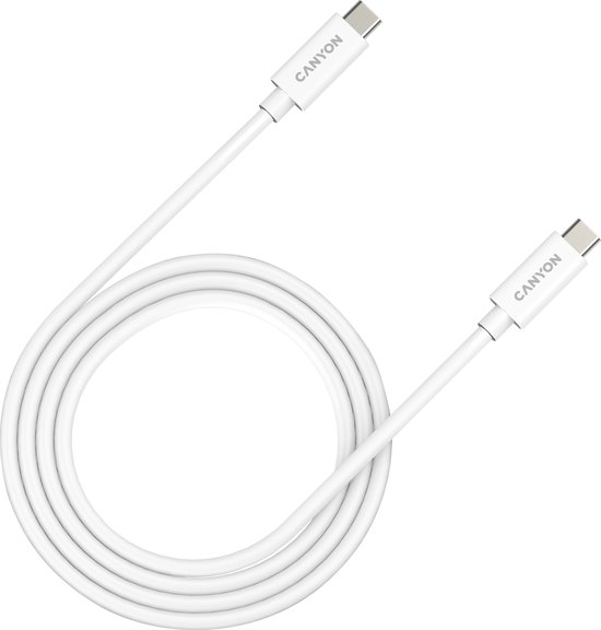 Canyon UC-44 - USB 4 kabel - 40Gbps - 240W - USB-C naar USB-C - E-marker - 1M - 240W - Geschikt voor Apple iPhone 15 - 8K@60Hz - 4K@120Hz - Thunderbolt 4 - Wit