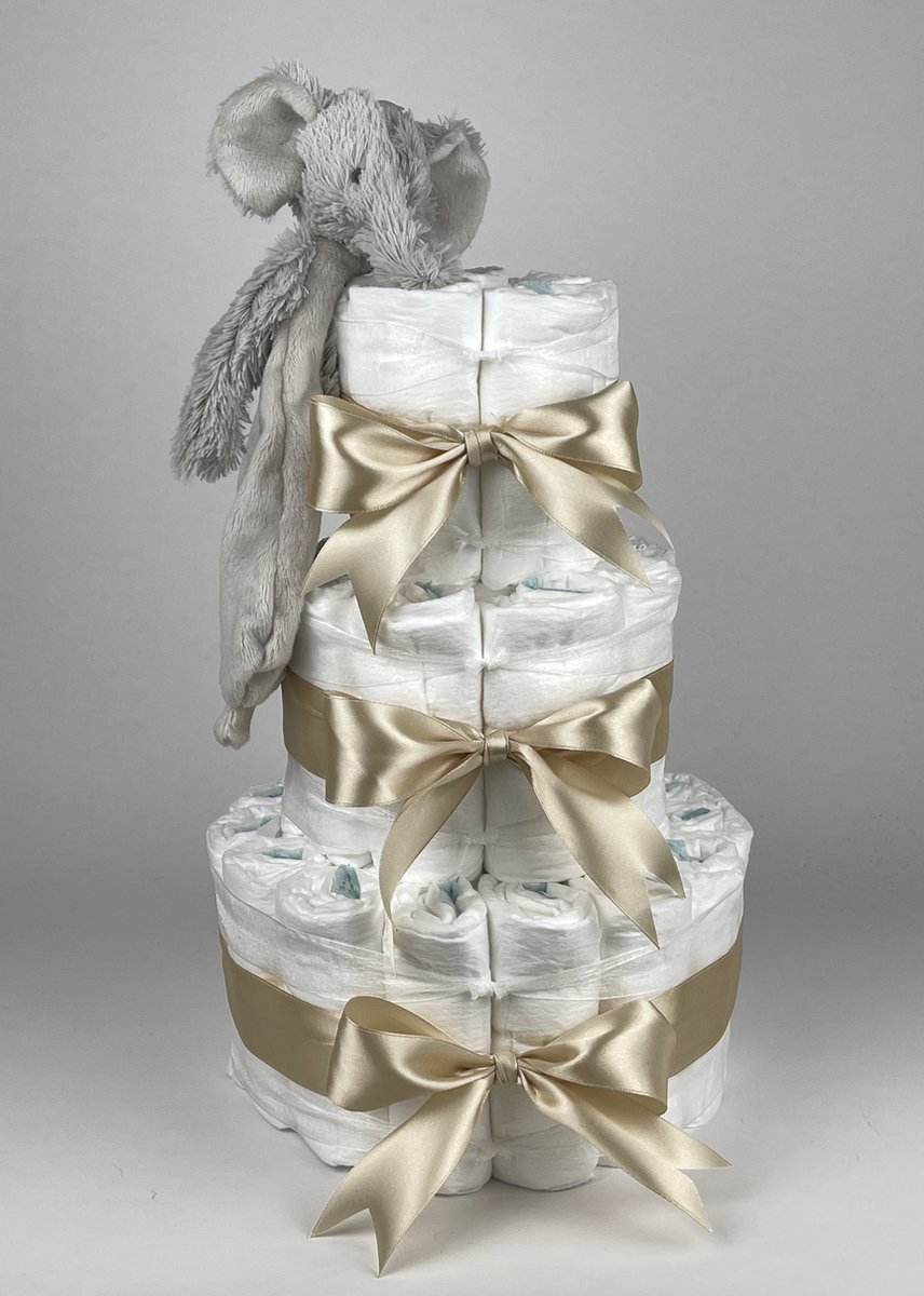 Goedkoopste Chouette-Chouette | Luiertaart Neutraal | Kraamcadeau | Geboorte Jongen Meisje | Babyshower | Tuttle Olifant Enzo Beige