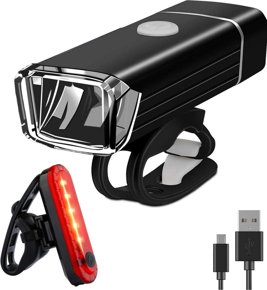 DesoMax® Fietsverlichting Set USB Oplaadbaar Heldere Fietslamp - Voorlicht - Achterlicht - Koplamp - Achterlamp