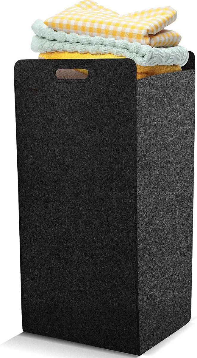 Goedkoopste Wasmanden, Grote Vilt Wasmand voor Thuis, 72 L met Handvatten, Opvouwbare Wasverzamelaar, Speelgoedopslag, Smalle Wasmand, Grote Opbergmanden voor Kinderkamer of Badkamer, Grijs